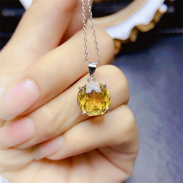 ZECAA Silver Pendant With Natural Citrine Stone