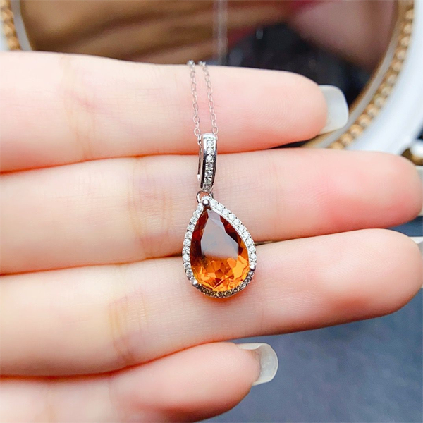 ZECAA Silver Pendant With Natural Citrine Stone