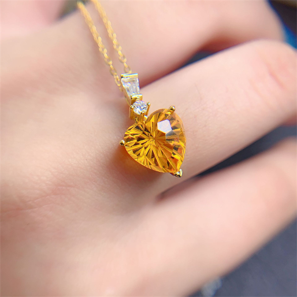 ZECAA Silver Pendant With Natural Citrine Stone