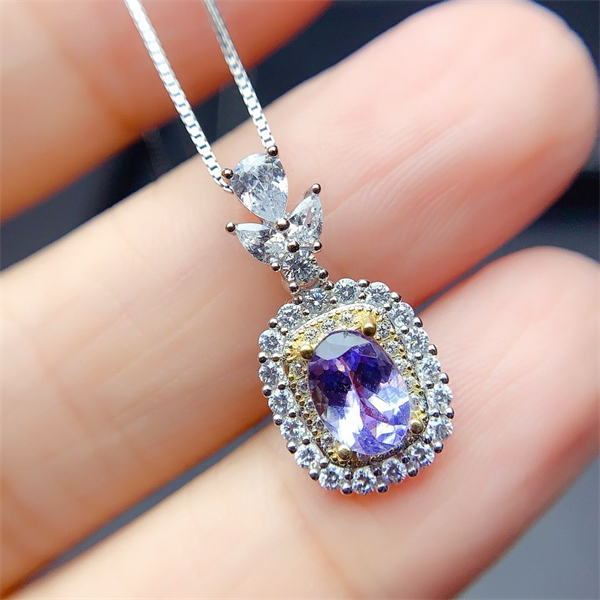 ZECAA Silver Pendant With Natural Tanzanite Stone