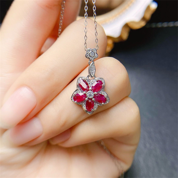 ZECAA Silver Pendant With Natural Ruby Stone