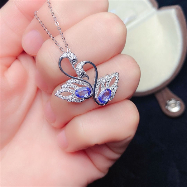 ZECAA Silver Pendant With Natural Tanzanite Stone