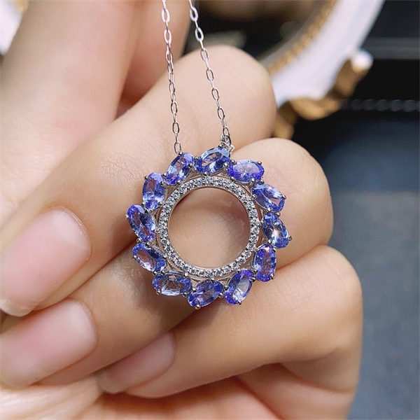 ZECAA Silver Pendant With Natural Tanzanite Stone