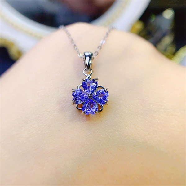 ZECAA Silver Pendant With Natural Tanzanite Stone