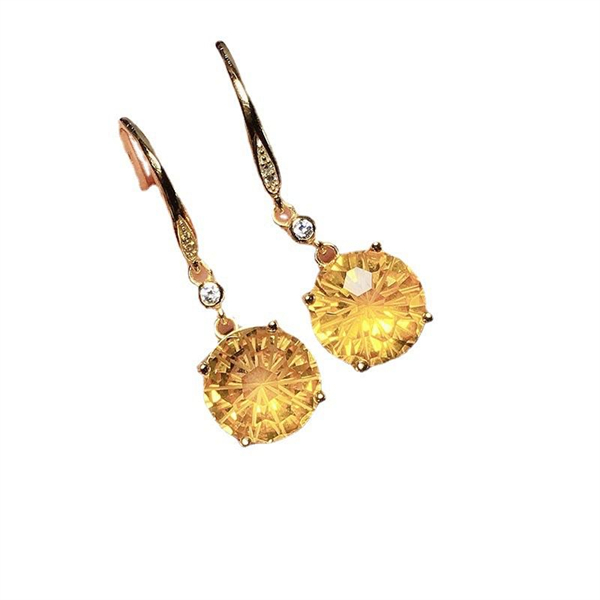 ZECAA Silver Earrings With Natural Citrine Stone