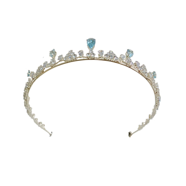 ZECAA Lady Tiara Crown With Natural Topaz Stone 