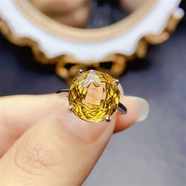 ZECAA Silver Ring With Natural Citrine Stone