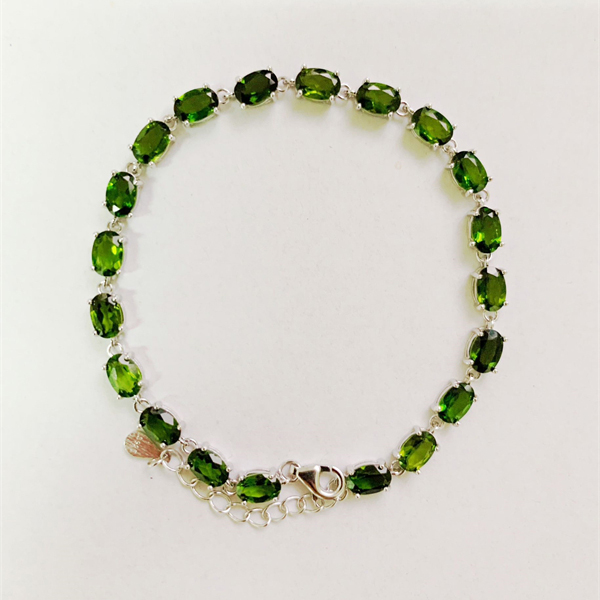 ZECAA Silver Bracelet With Natural Diopside Stone