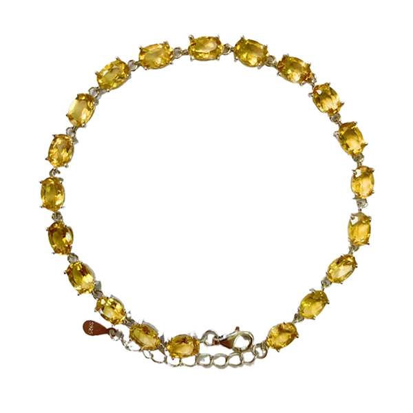 ZECAA Silver Bracelet With Natural Citrine Stone