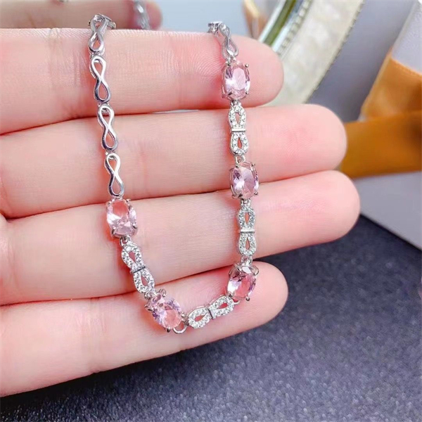 ZECAA Silver Bracelet With Natural Morganite Stone