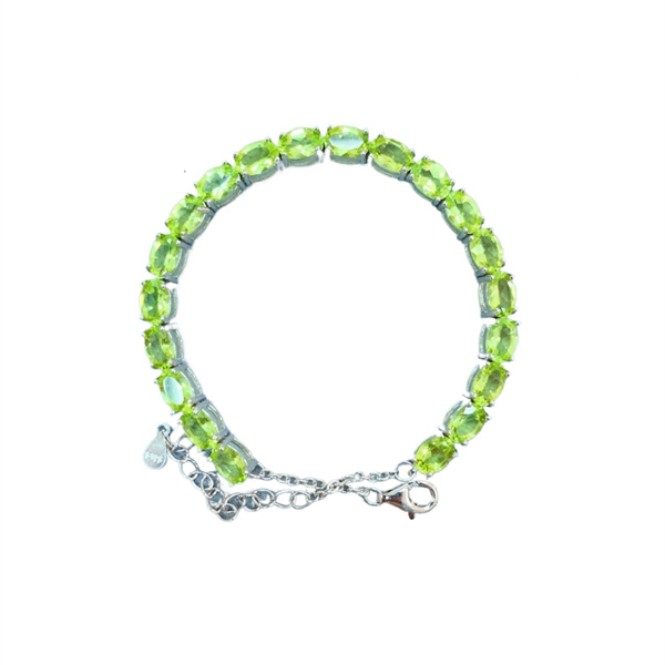 ZECAA Silver Bracelet With Natural Peridot Stone