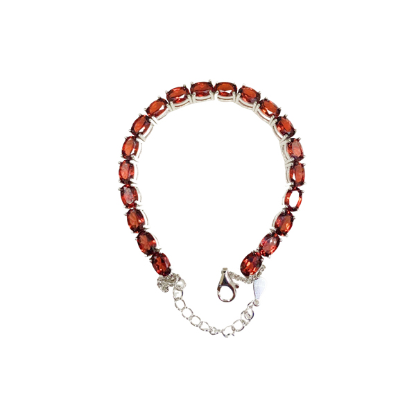 ZECAA Silver Bracelet With Natural Garnet Stone