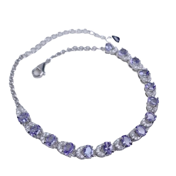 ZECAA Silver Bracelet With Natural Tanzanite Stone