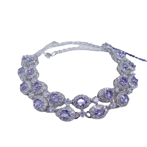 ZECAA Silver Bracelet With Natural Tanzanite Stone