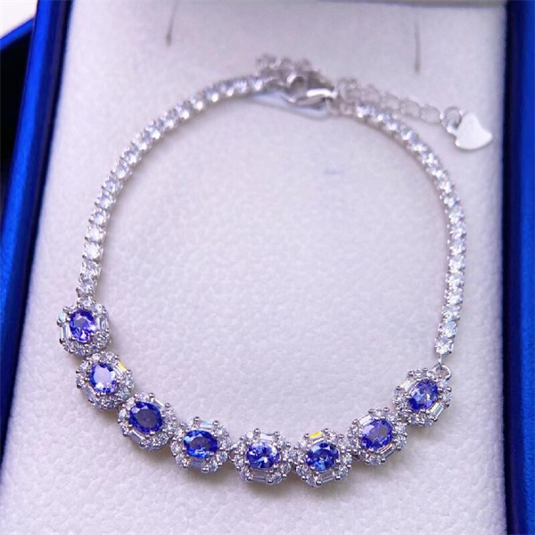 ZECAA Silver Bracelet With Natural Tanzanite Stone