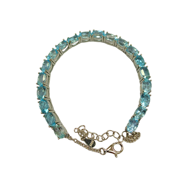 ZECAA Silver Bracelet With Natural Sky Blue Topaz Stone